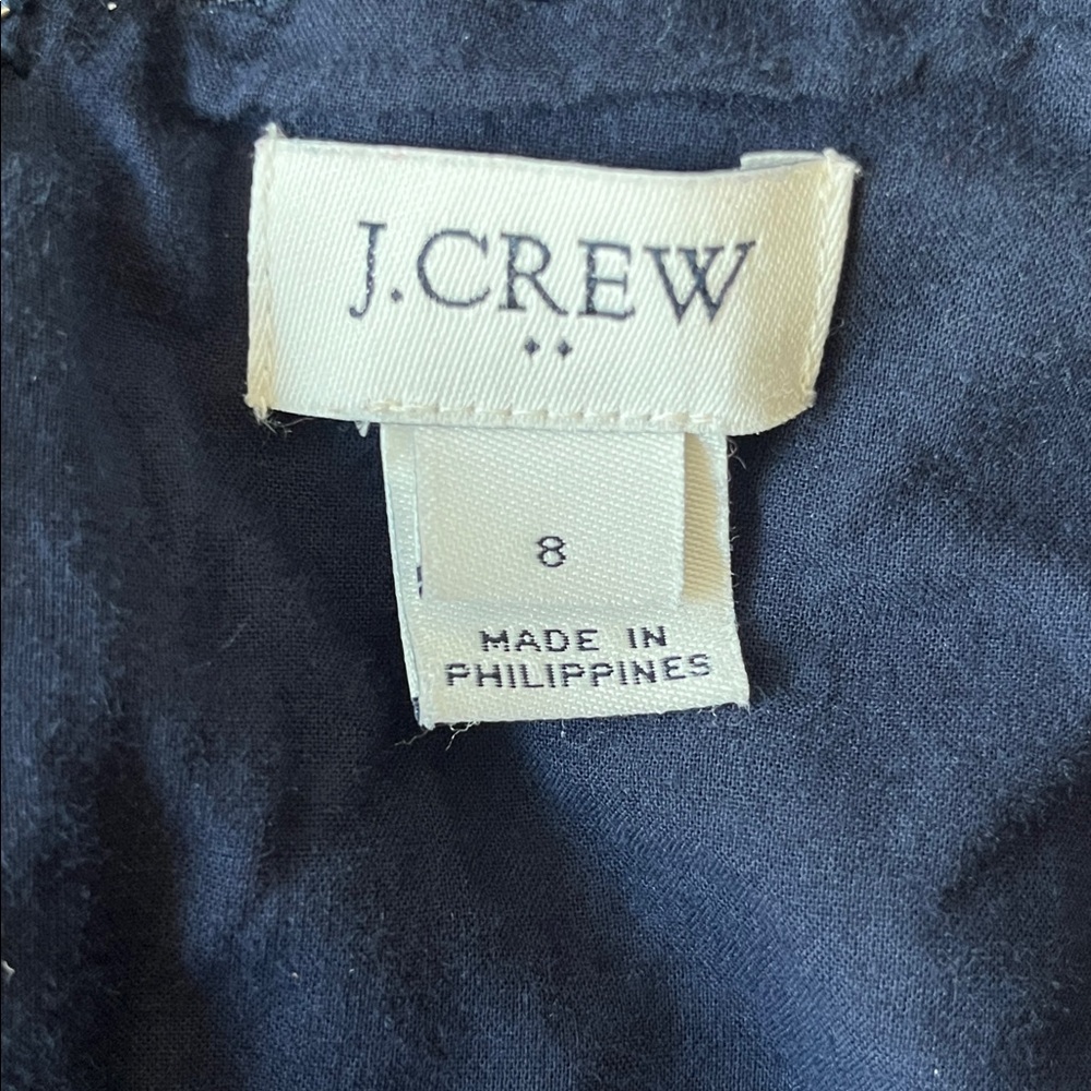 J.CREW Ditsy Floral Linen Tie Waist Tiered Ruffle Maxi Dress Size 8 Navy - Picture 12 of 15